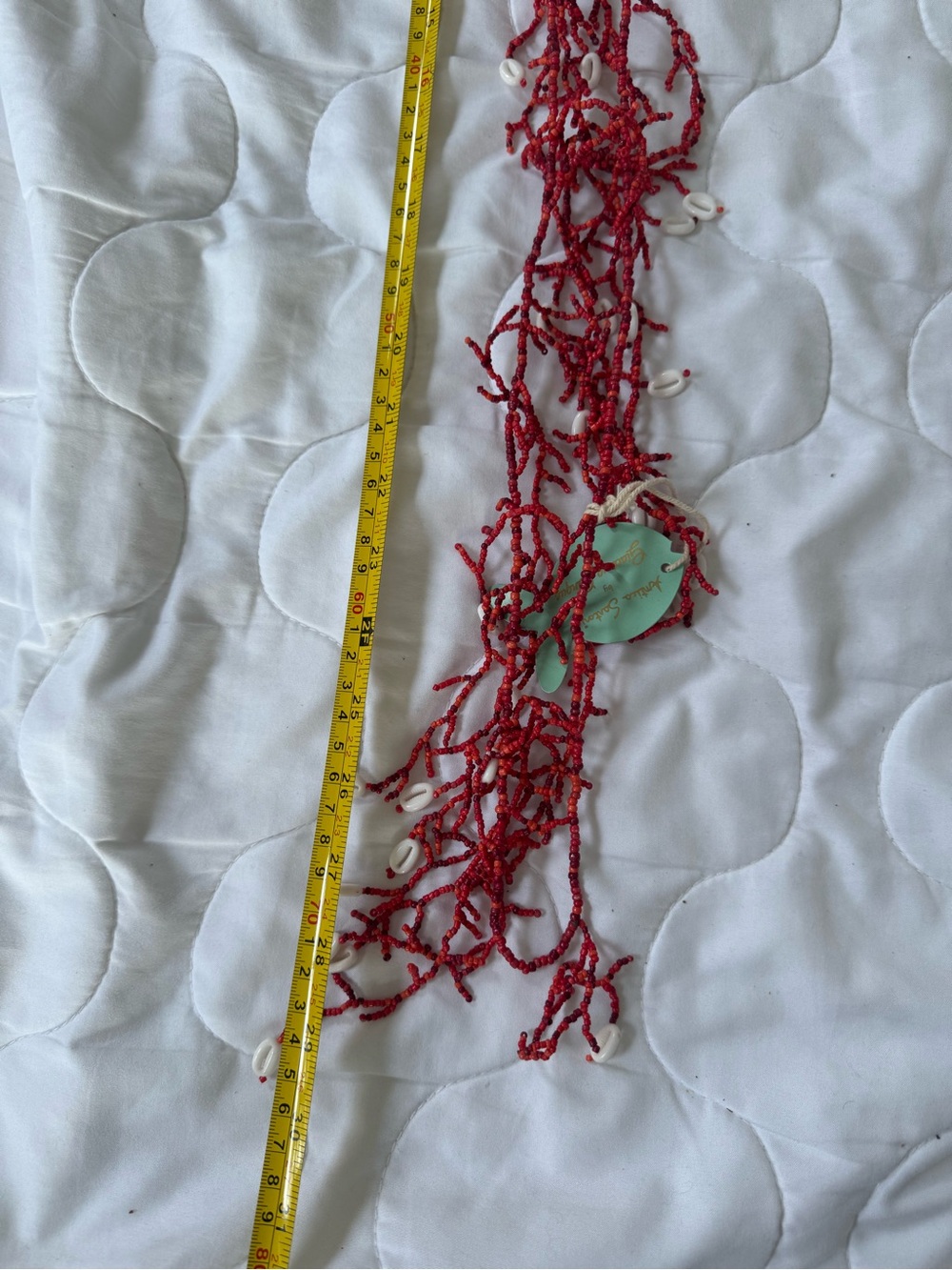 ANTICA SARTORIA RED CORAL BEADED statement NECKLACE with white shells - Picture 9 of 10